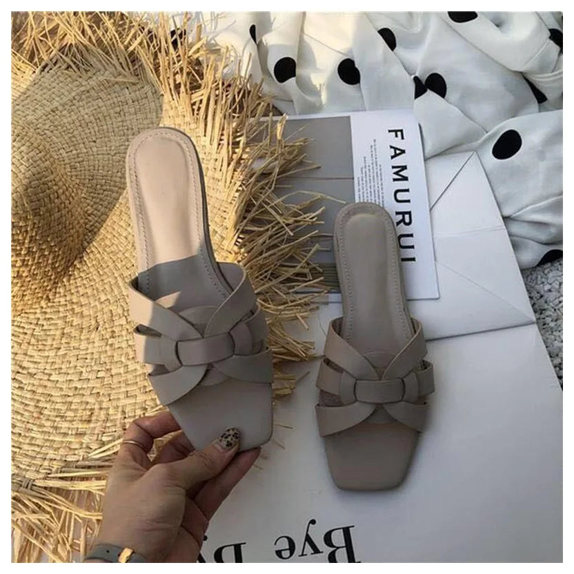 DONLEE QUEEN Women Brand Slippers Summer Slides Open Toe Flat Casual Shoes Leisure Sandal Female Beach Flip Flops Big Size 35-41