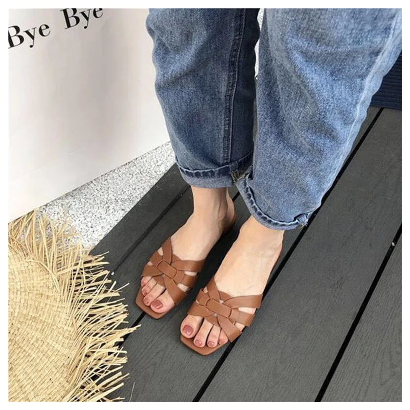 DONLEE QUEEN Women Brand Slippers Summer Slides Open Toe Flat Casual Shoes Leisure Sandal Female Beach Flip Flops Big Size 35-41
