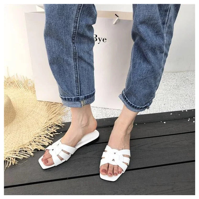 DONLEE QUEEN Women Brand Slippers Summer Slides Open Toe Flat Casual Shoes Leisure Sandal Female Beach Flip Flops Big Size 35-41