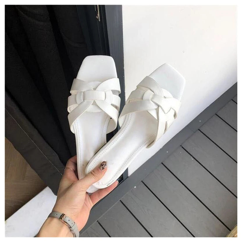 DONLEE QUEEN Women Brand Slippers Summer Slides Open Toe Flat Casual Shoes Leisure Sandal Female Beach Flip Flops Big Size 35-41