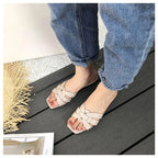 DONLEE QUEEN Women Brand Slippers Summer Slides Open Toe Flat Casual Shoes Leisure Sandal Female Beach Flip Flops Big Size 35-41