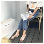 DONLEE QUEEN Women Brand Slippers Summer Slides Open Toe Flat Casual Shoes Leisure Sandal Female Beach Flip Flops Big Size 35-41