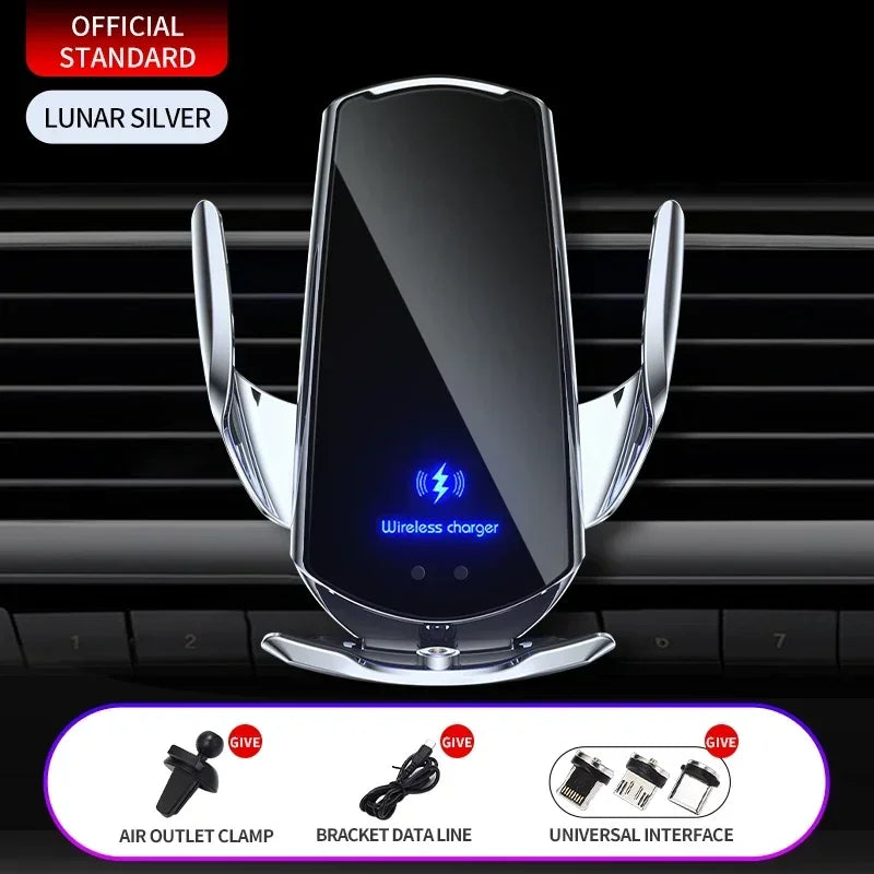 VIKEFON 15W Wireless Car Charger Mount Automatic Phone Holder for iPhone Samsung Fast Charging Magnetic Infrared Induction