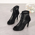 Summer New Pupms Women High Top Dance Shoes Ballroom Salsa Tango Sandals Girl Fashion Party Mesh Cutout High Heel Sandalias
