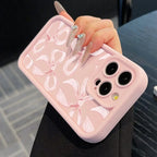 Ins Wind Pink Bow Pattern Phone Case For iPhone 16 15 14 13 12 11 PRO MAX 16e Mini XR XS Max 8 Plus Creative Silicone Soft Cover