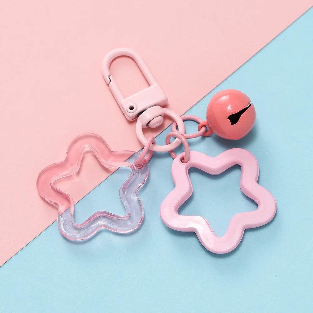Star Charm Bell Bead Keychain Pendant