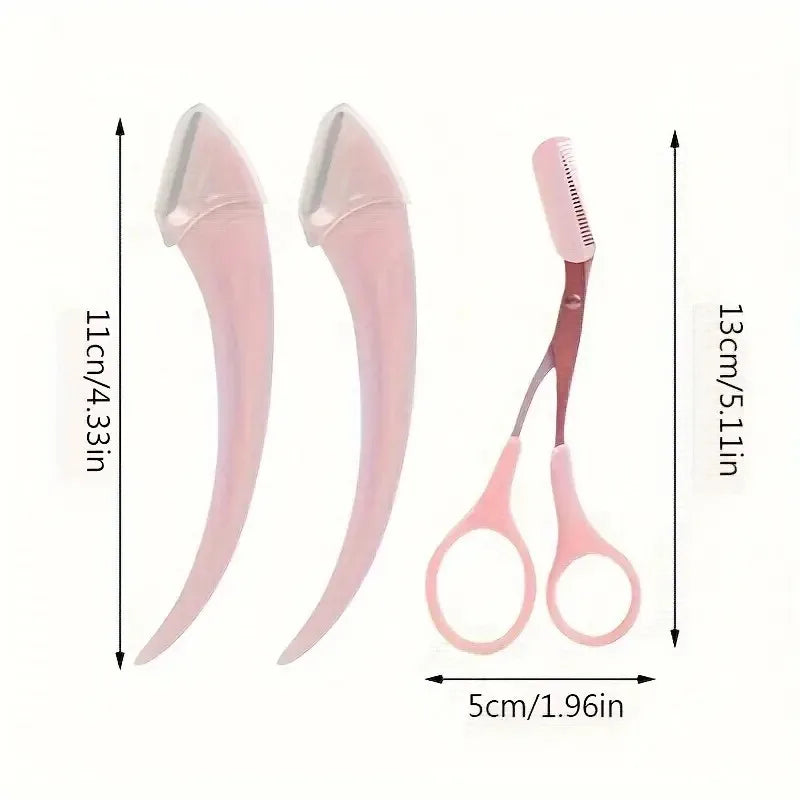 Eyebrow Trimmer Set with Razor & Scissors
