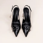 Fashionable Pointed Toe Shallow Mouth New High-heeled Shoes Summer Elegant Buckle Decorated Stiletto Black Women's Shoes NO:602
