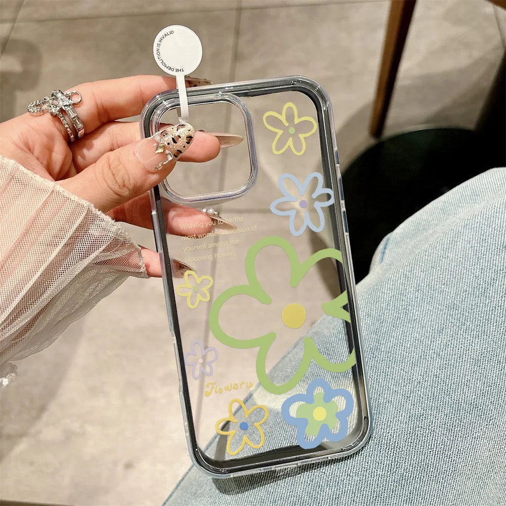 2-in-1 Candy Color Flower iPhone Case – Soft TPU Cover