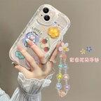 3D Cartoon Flower iPhone Case with Wrist Chain