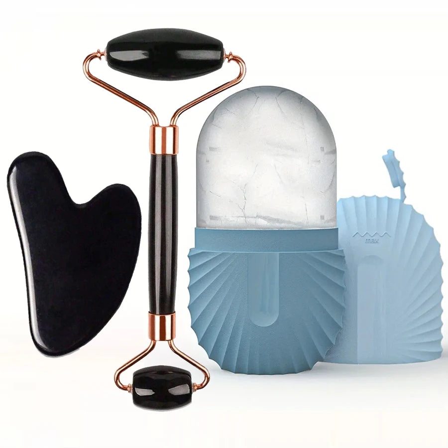 Ice Face Roller & Gua Sha Skincare Set