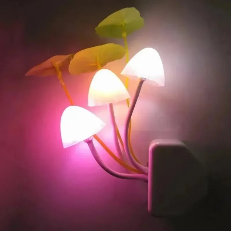 HOMEFISH Novelty Mushroom Fungus Night Light EU & US Plug Light Sensor 220V 3 LED Colorful Mushroom Lamp Led Night Lights