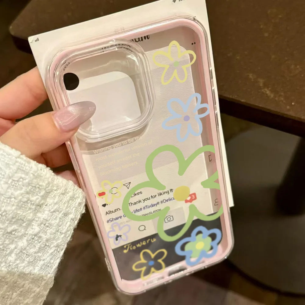 2-in-1 Candy Color Flower iPhone Case – Soft TPU Cover