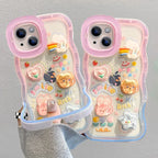 Bead Bracelet Chain Phone Holder Case For iPhone 15 16 17 14 13 12 11 Pro Max Plus XS XR 3D Rainbow Bracket Holder Stand Cover