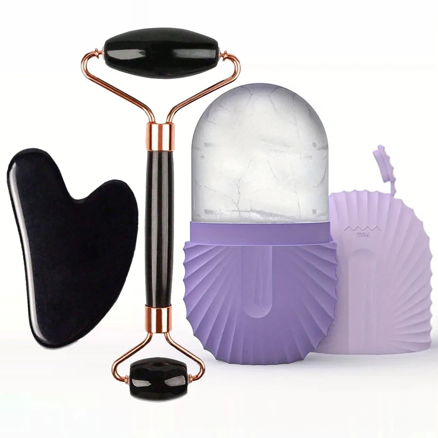 Ice Face Roller & Gua Sha Skincare Set