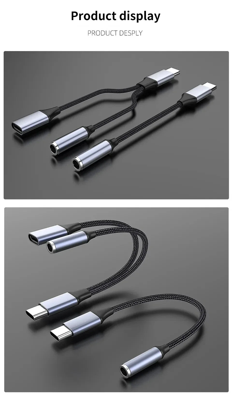 USB-C to 3.5mm Headphone Jack Adapter with PD 60W