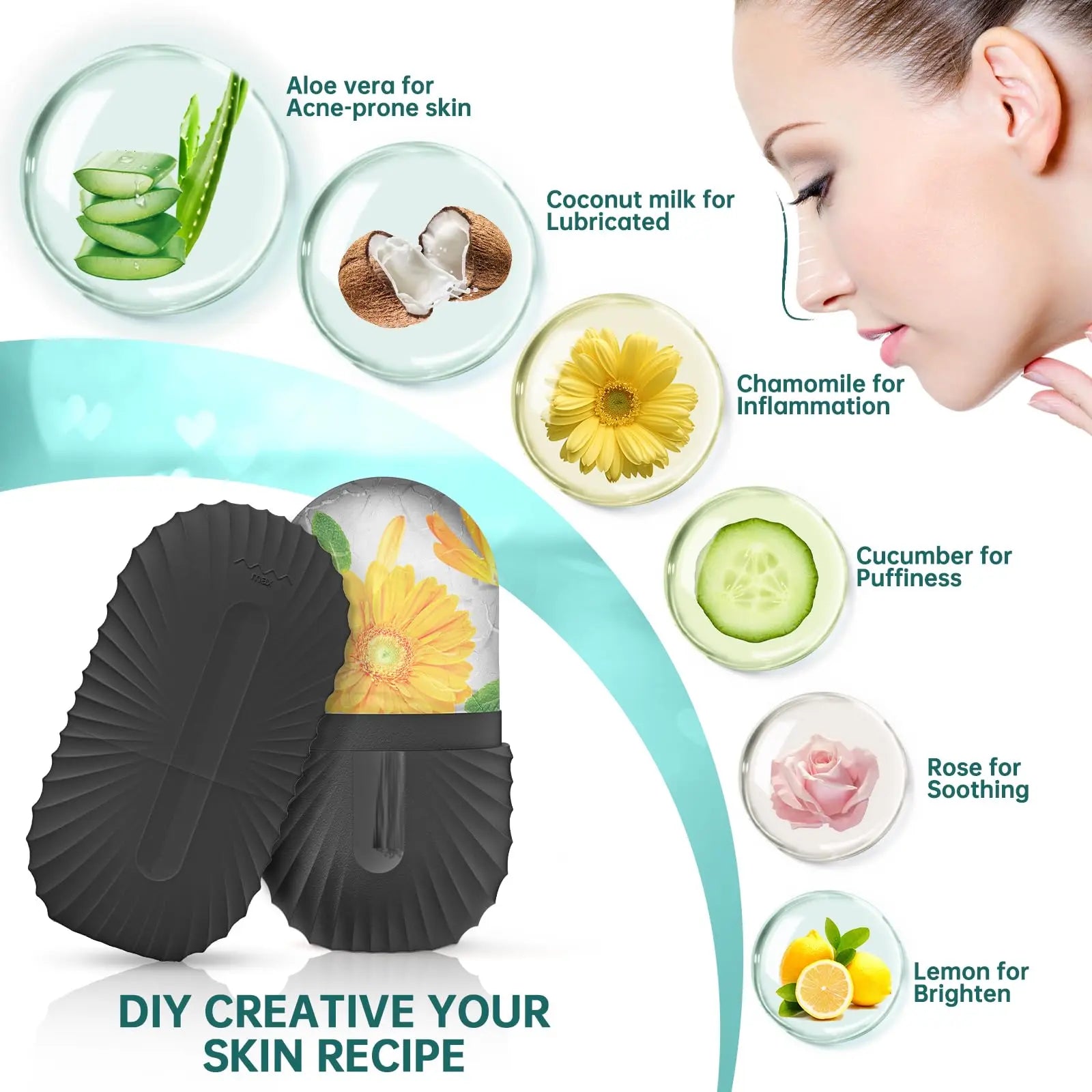 Ice Face Roller & Gua Sha Skincare Set