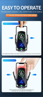 VIKEFON 15W Wireless Car Charger Mount Automatic Phone Holder for iPhone Samsung Fast Charging Magnetic Infrared Induction