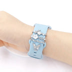 4pcs Butterfly Flower Watchband Ring Loops Nails Studs, Cute Rhinestone Watch Strap Charms Decorations For Iwatch Watchband