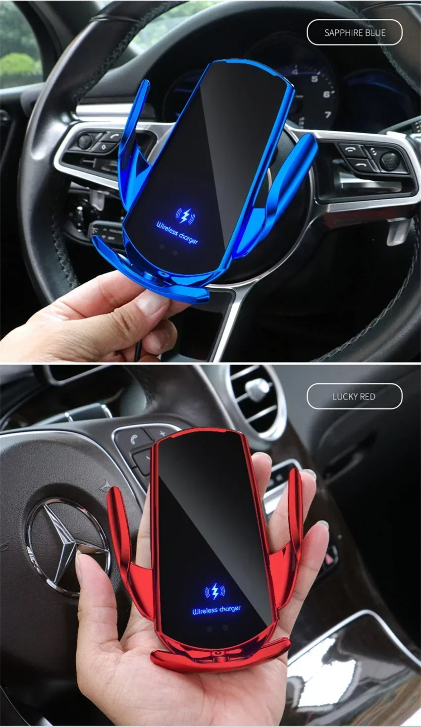 VIKEFON 15W Wireless Car Charger Mount Automatic Phone Holder for iPhone Samsung Fast Charging Magnetic Infrared Induction