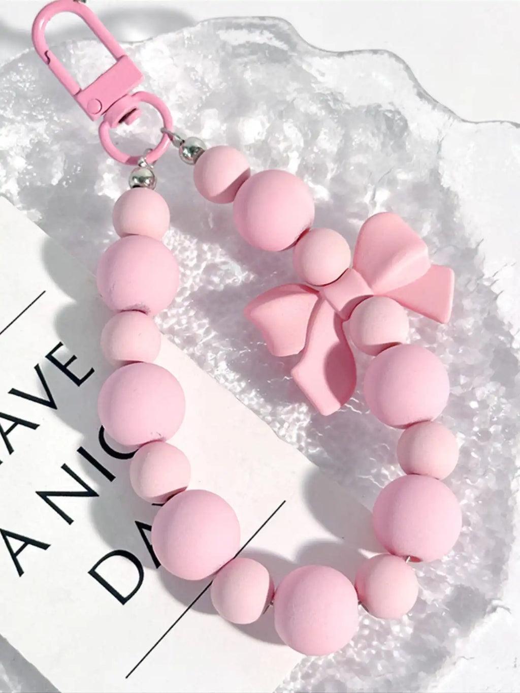 Pink Pearl Bow Keychain & Phone Chain