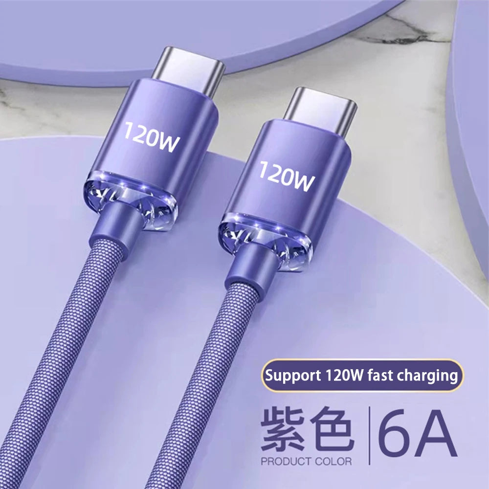 120W USB-C to USB-C Fast Charging Cable for Samsung & Android