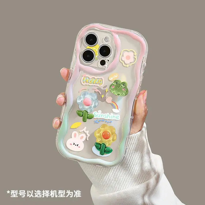 3D Cartoon Flower iPhone Case with Wrist Chain