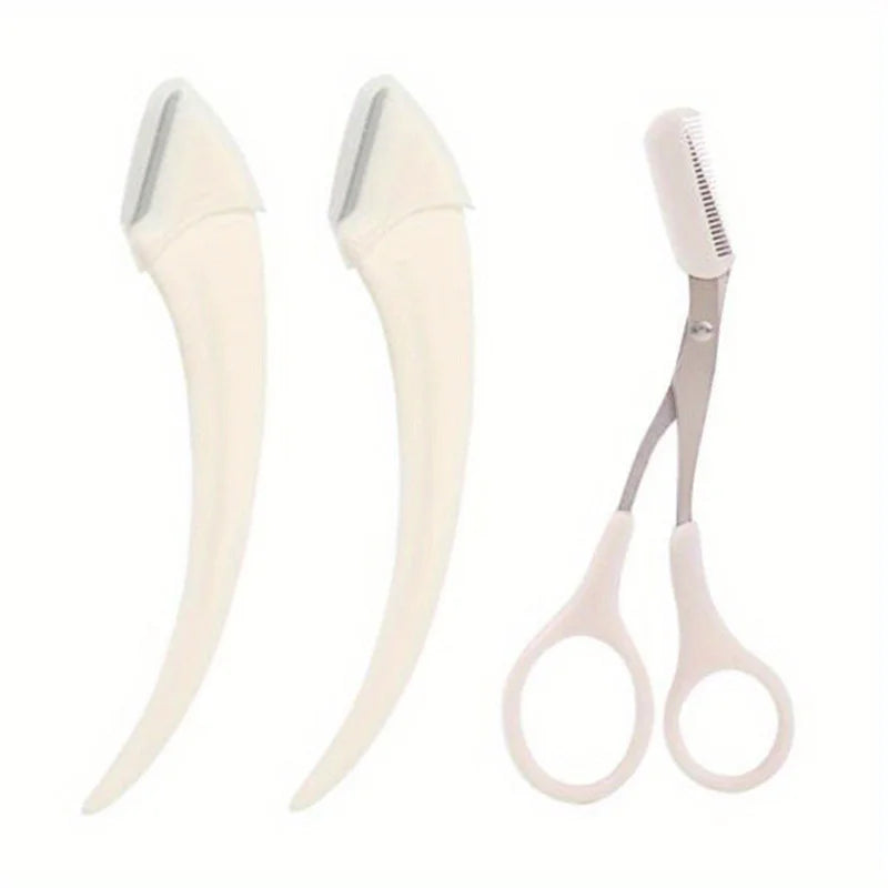 Eyebrow Trimmer Set with Razor & Scissors
