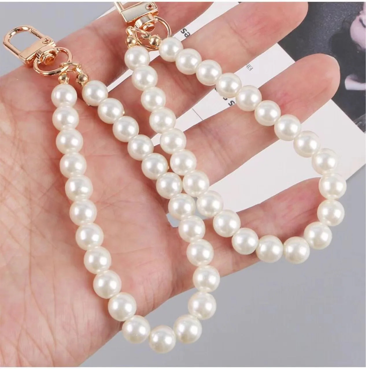 Pearl Bead Shell Keychain Charm for Women