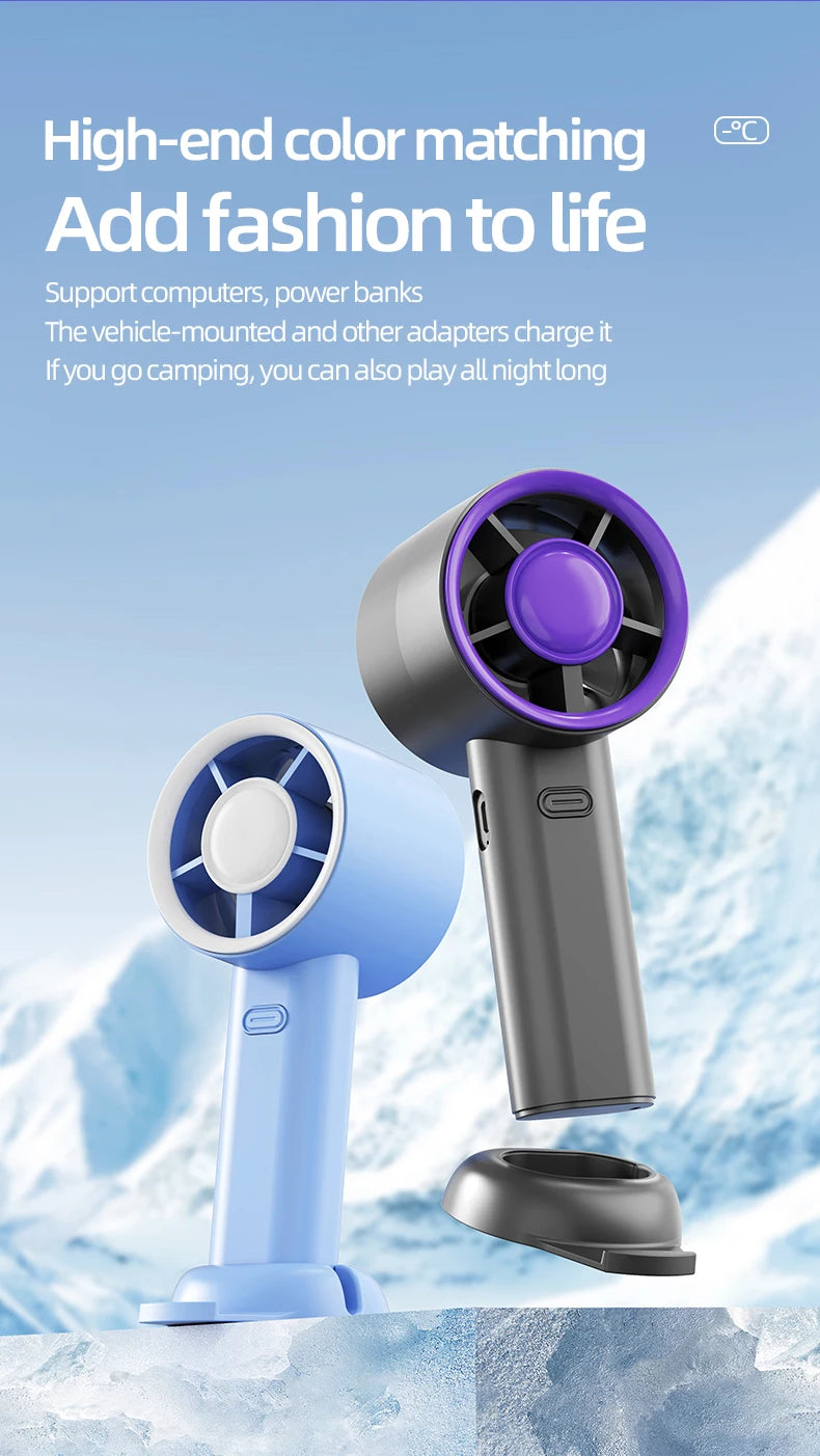 Mini Handheld Fan With Power Display 100 Wind Speeds  Personal Highspeed Fan Rechargeable Mute Handheld Fan Air Calculating Fan