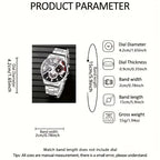 4pcs/1pcs fashionable men's quartz watch - stainless steel strap, round zinc alloy case, electronic sports