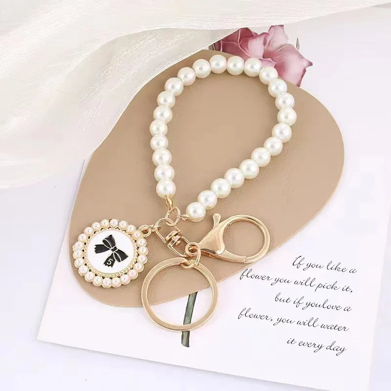 Pearl Bead Shell Keychain Charm for Women