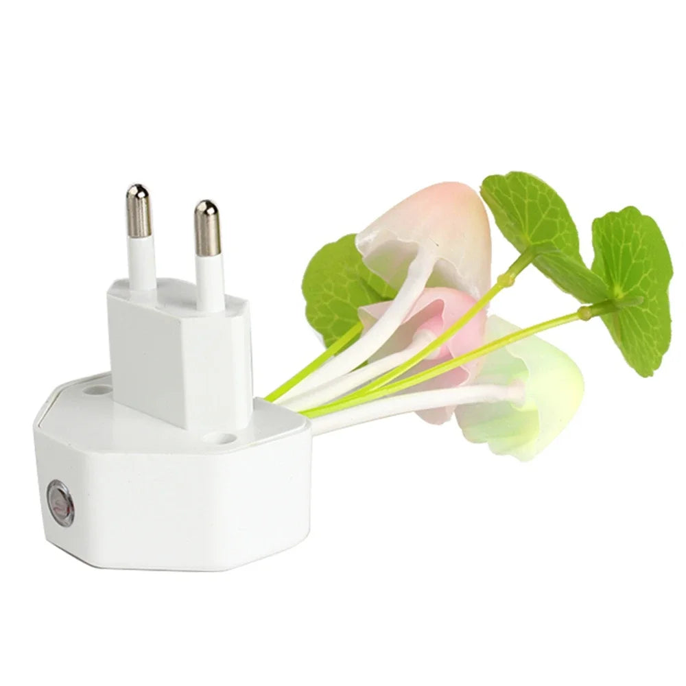 HOMEFISH Novelty Mushroom Fungus Night Light EU & US Plug Light Sensor 220V 3 LED Colorful Mushroom Lamp Led Night Lights