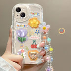 3D Cartoon Flower iPhone Case with Wrist Chain