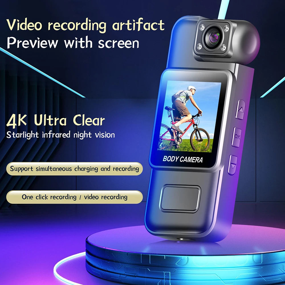 4K Ultra HD Wifi Camera Digital Video Mini Portable Handheld Law Enforcement Recorder 180° Rotatable Lens Outdoor Sports Camera