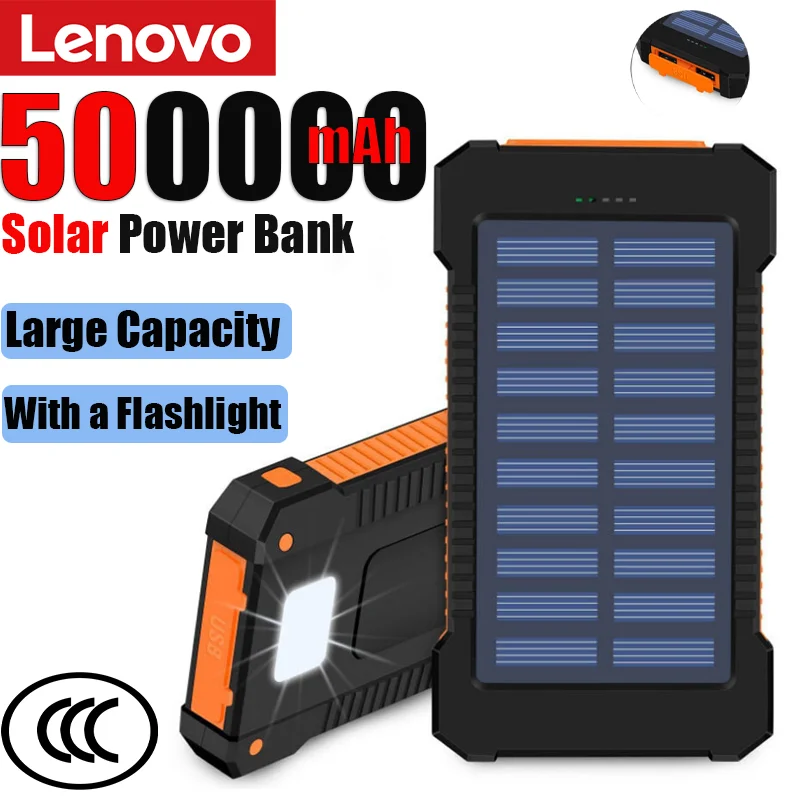 Lenovo Solar Power Bank – Large Capacity Fast Charger