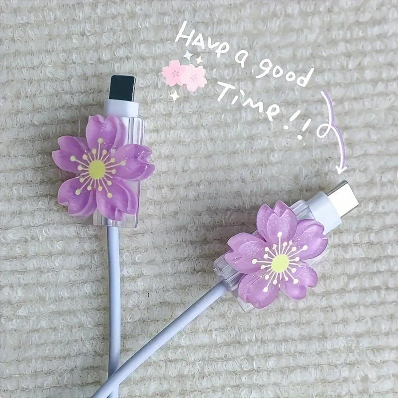 Cute Flower Cable Protector & Cord Winder – 2pcs