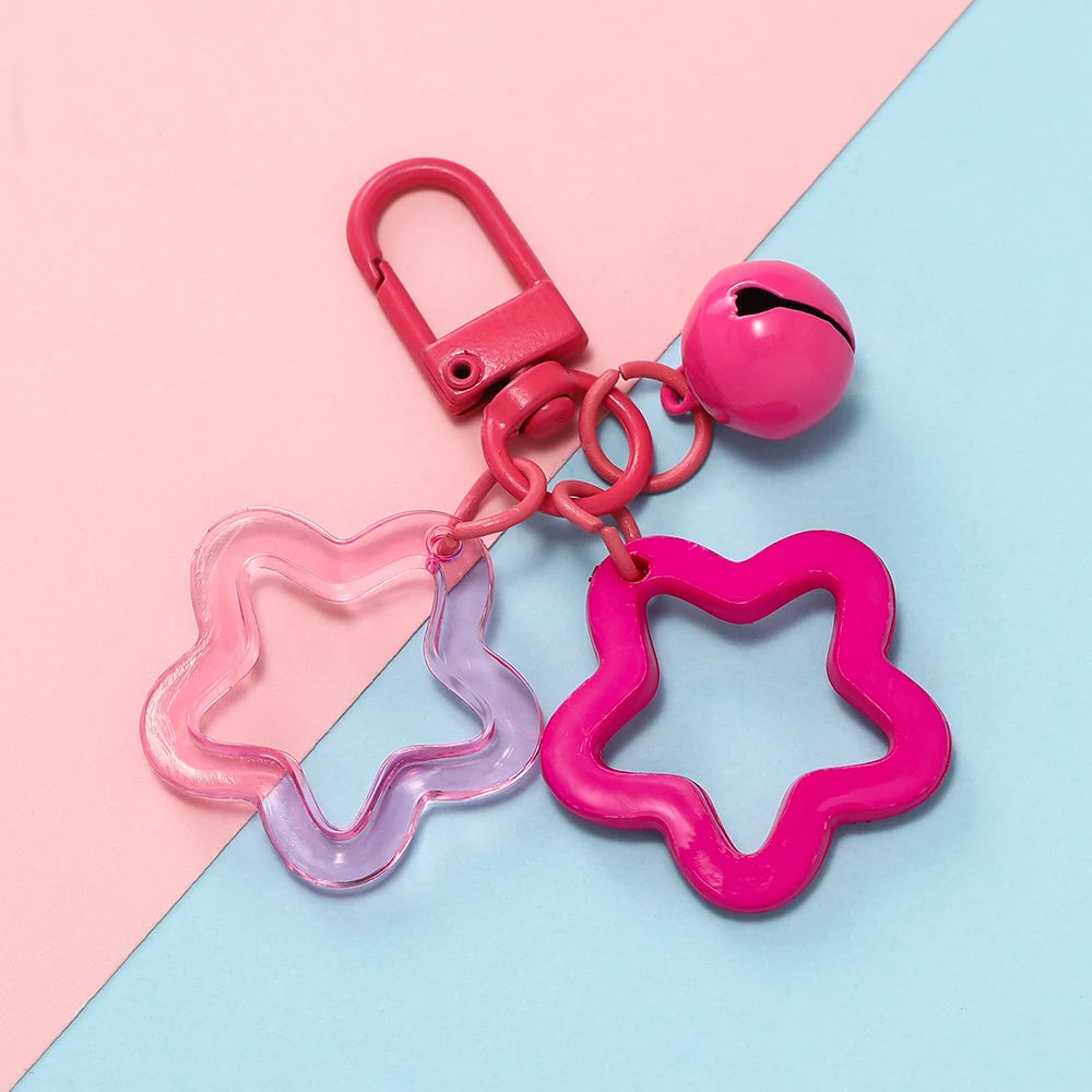 Star Charm Bell Bead Keychain Pendant