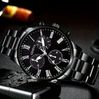 4pcs/1pcs fashionable men's quartz watch - stainless steel strap, round zinc alloy case, electronic sports