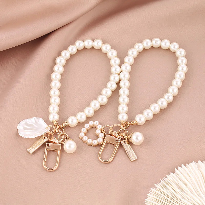 Pearl Bead Shell Keychain Charm for Women