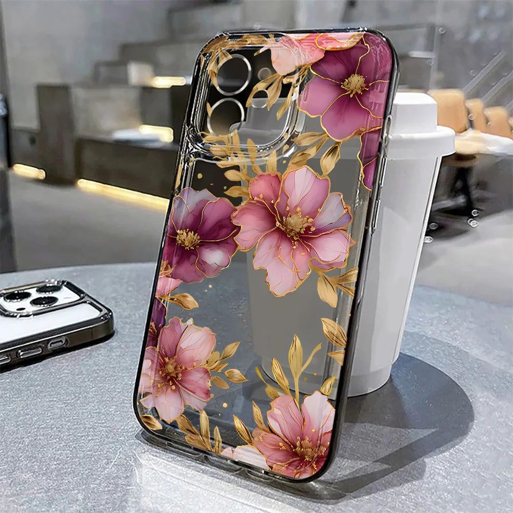 Pink Peach Flower Clear iPhone Case