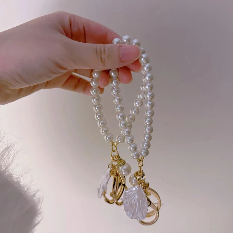 Pearl Bead Shell Keychain Charm for Women