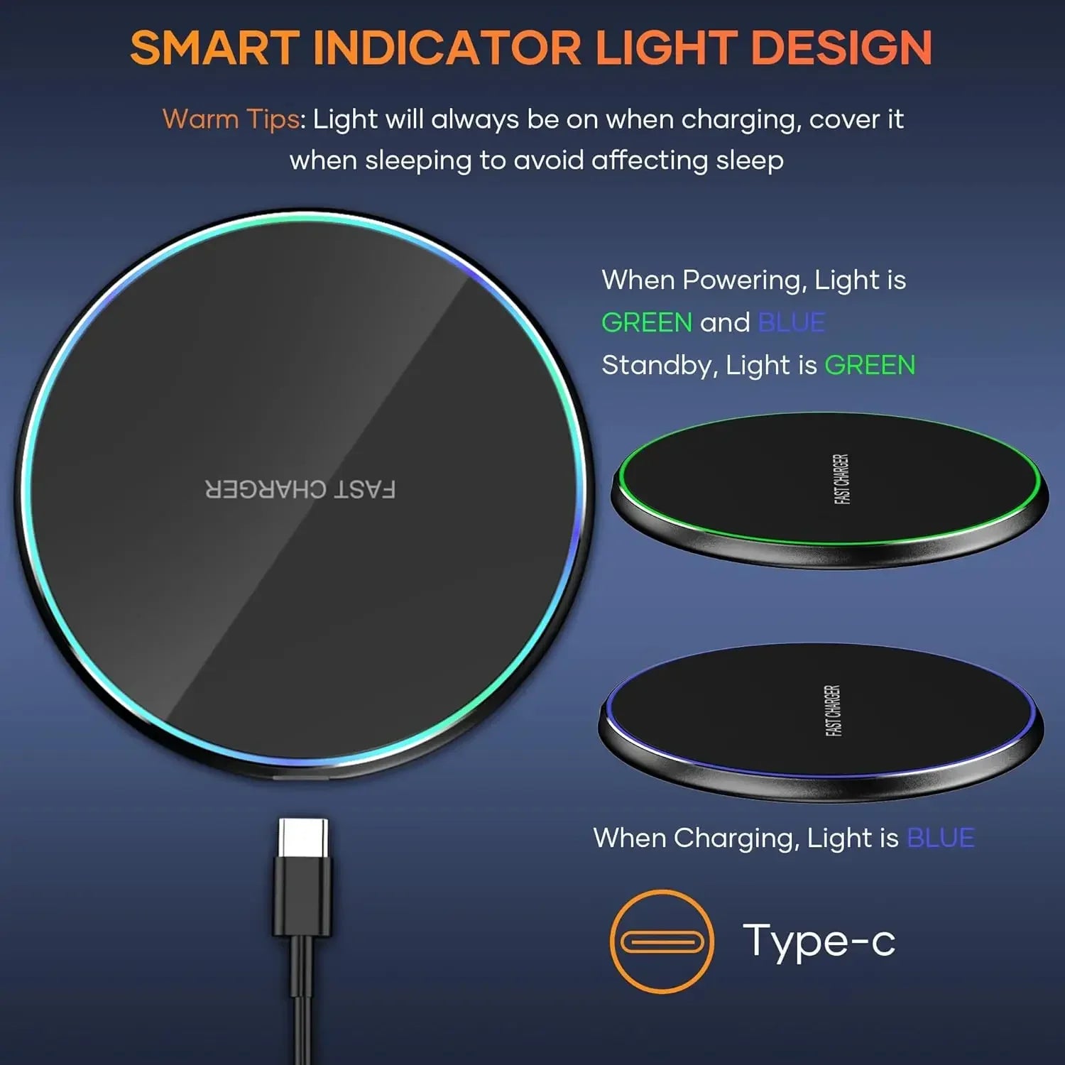 LED Fast Wireless Charging Stand Universal Charger Dock Pad for iPhone 17 16 15-8 Series Samsung S24/S23/S22/S21 Xiaomi Huawei