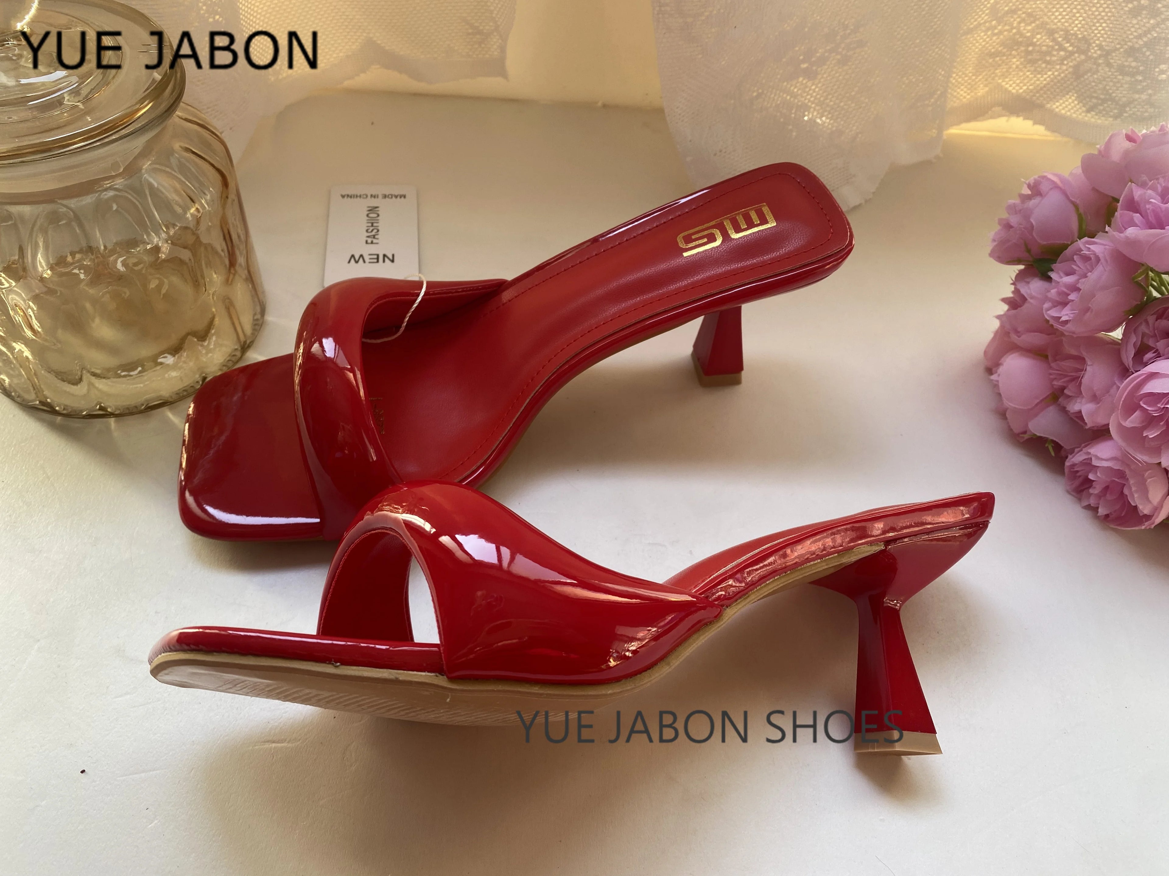 Green Silver High Heel Slippers Women Open Toe Slingback Sandals Female Pumps Square Toe Summer Simple Designer Heeled Sandals