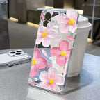 Pink Peach Flower Clear iPhone Case