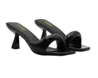 Black high-heeled sandals