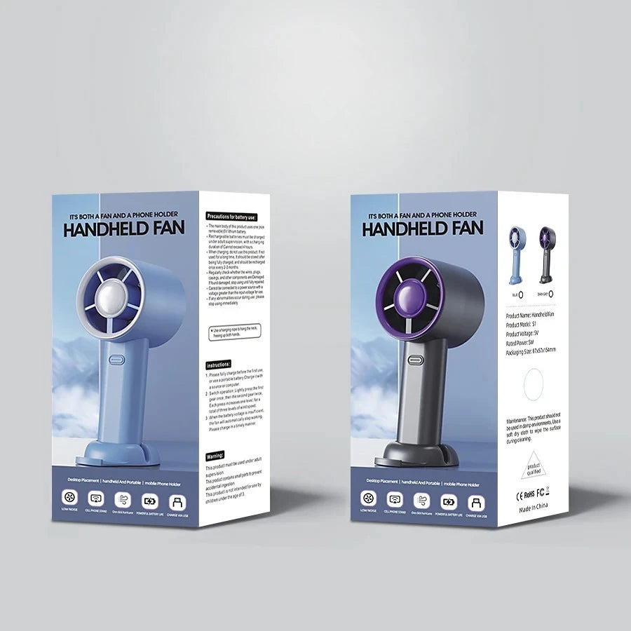 Mini Handheld Fan With Power Display 100 Wind Speeds  Personal Highspeed Fan Rechargeable Mute Handheld Fan Air Calculating Fan