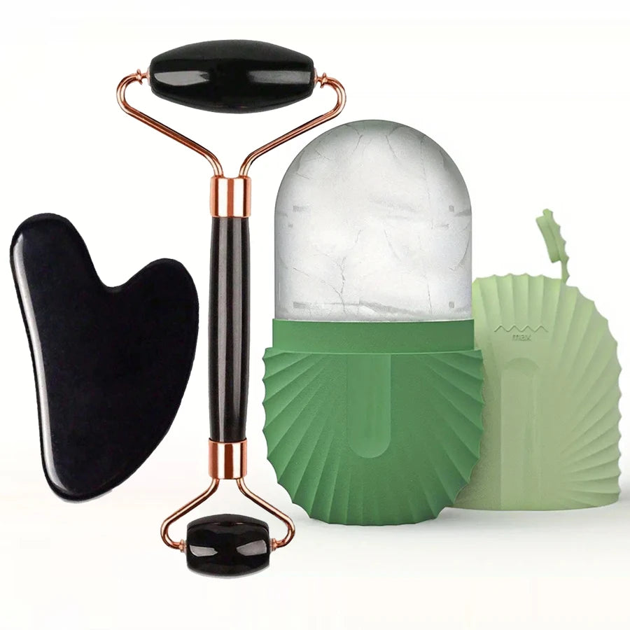 Ice Face Roller & Gua Sha Skincare Set