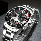 4pcs/1pcs fashionable men's quartz watch - stainless steel strap, round zinc alloy case, electronic sports