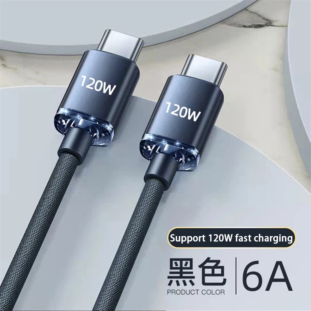120W USB-C to USB-C Fast Charging Cable for Samsung & Android